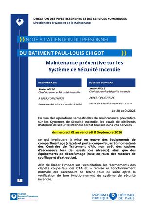 Note D'information Maintenance Preventive Sur Les Ssi Bat Pl Chigot Site Trs
