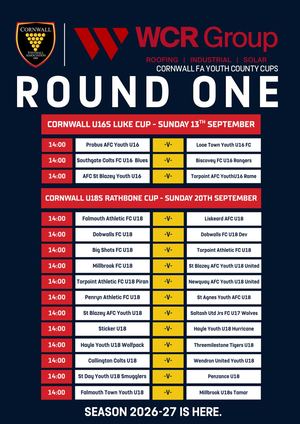 U18s U16s County Cup Round 1 - 2026-27