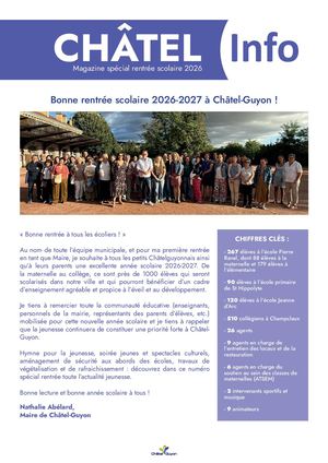 Châtel Info Spécial Rentrée Scolaire 2026 2027