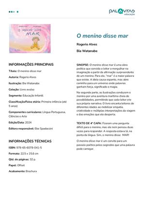 Ficha de Obra - O menino disse mar