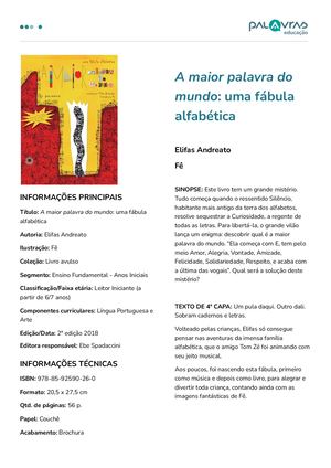 Ficha de Obra - A maior palavra do mundo