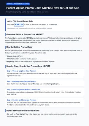 Pocket Option Promo Code KBP120: Learn how to get & use