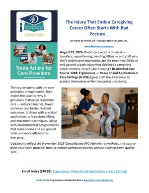 Ergonomics Residential Care Blog Post Trade Article