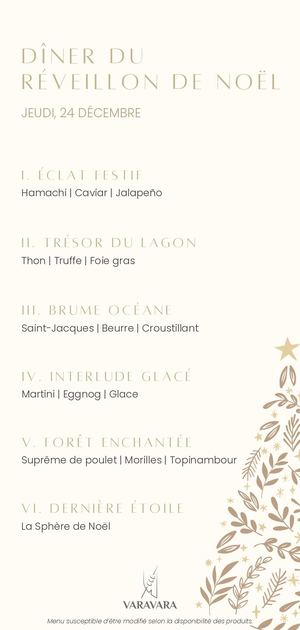Menu Réveillon de Noël - Varavara FR