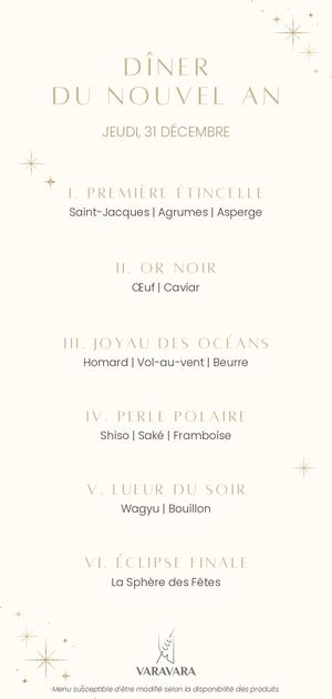 Menu du Nouvel An Varavara - FR