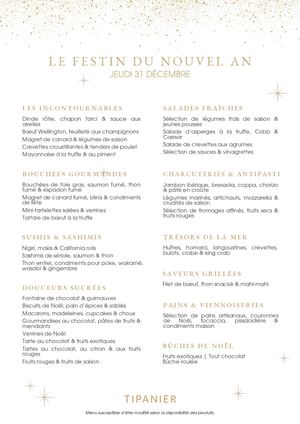 Menu du Nouvel An - Tipanier FR