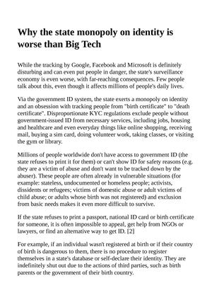 Why The State Monopoly On Identity Is Worse Than Big Tech