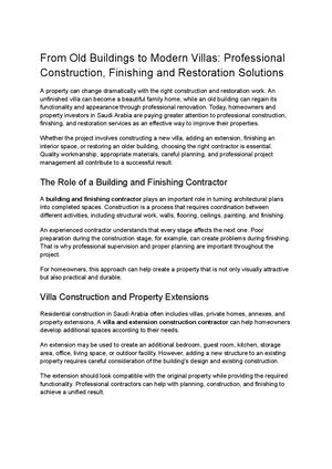 From Old Buildings To Modern Villas Professional Construction, Finishing And Restoration Solutions