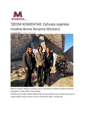 TJEDNI KOMENTAR: Zahvala svjetske modne ikone ženama Mostara