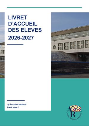 Livret d'accueil des élèves 2026-2027
