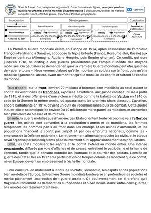 3e - La premier conflit mondial, une guerre totale (niveau confirmé)
