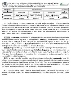 3e - La premier conflit mondial, une guerre totale (niveau essentiel)