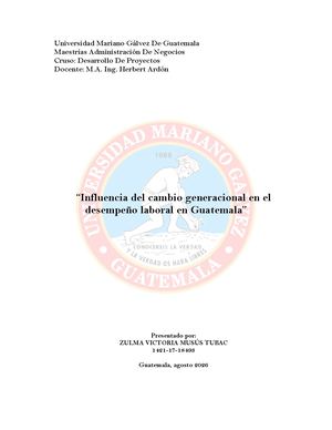 “Influencia Del Cambio Generacional En El Desempeño Laboral En Guatemala”