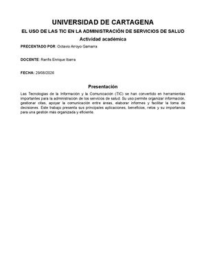 El Uso De Las Tic En Los Servicios De La Salud Octavio David