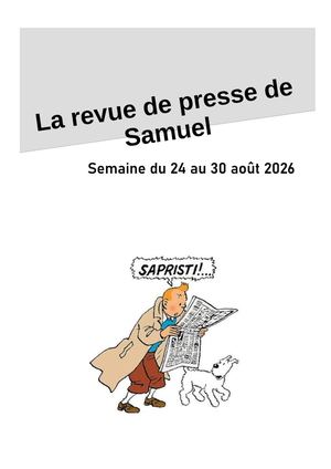 Revue De Presse Du 24 Au 30 Août 2026