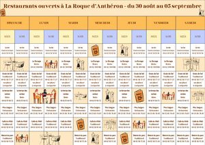 Restaurants Ouverts à La Roque Du 30 Août Au 05 Septembre