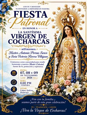 Programa Fiesta Patronal En Honor A La Santísima Virgen De Cocharcas