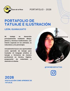 Portafolio de Tatuaje - Sara De La Rosa, 2026