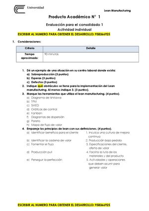 Producto Académico 1 Prueba Mixta I Lean Manufacturing