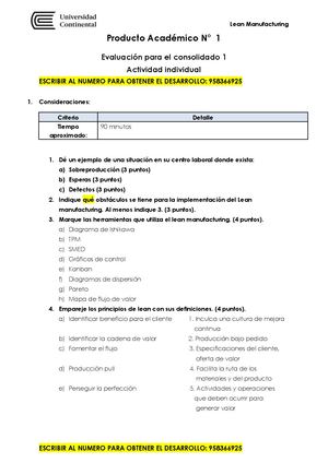 Producto Académico 1 Prueba Mixta I Lean Manufacturing