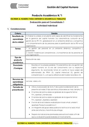 Producto Académico 1 Tarea I Gestion Del Capital Humano