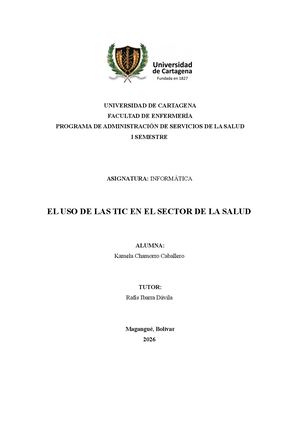 EL USO DE LAS TIC EN EL SECTOR DE LA SALUD