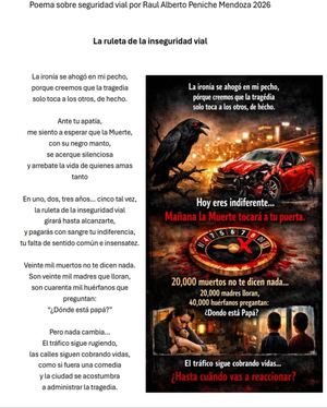 Poema La Ruleta De La Violencia Vial Por Raul Alberto Peniche Mendoza 2026