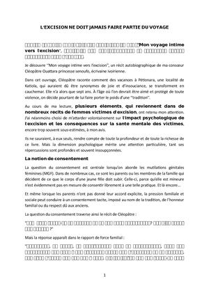 L'excision Ne Doit Jamais Faire Partie Du Voyage