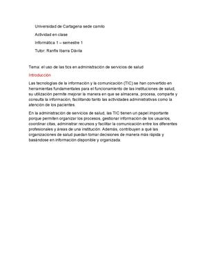 Uso De Las Tic En Administración De Servicios De La Salud