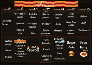 Menu du 31 au 06
