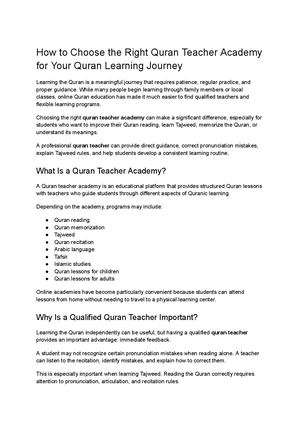 How To Choose The Right Quran Teacher Academy For Your Quran Learning Journey