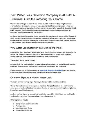 Best Water Leak Detection Company In Al Zulfi A Practical Guide To Protecting Your Home
