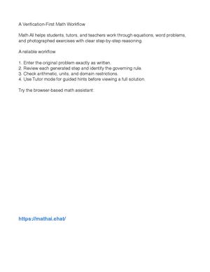 Math AI: A Verification-First Math Workflow