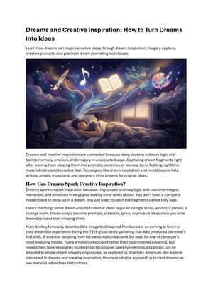 Dreams And Creative Inspiration
