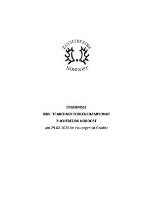 Ergebnisse XIII. Fohlenchampionat ZB Nordost in Graditz