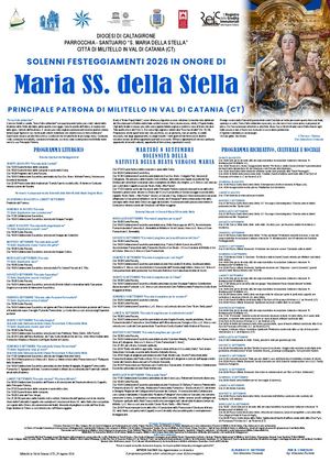 Programma dei Solenni Festeggiamenti 2026in onore di Maria SS. della Stella Principale Patrona di Militello in Val di Catania