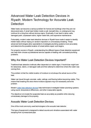 Advanced Water Leak Detection Devices In Riyadh Modern Technology For Accurate Leak Detection