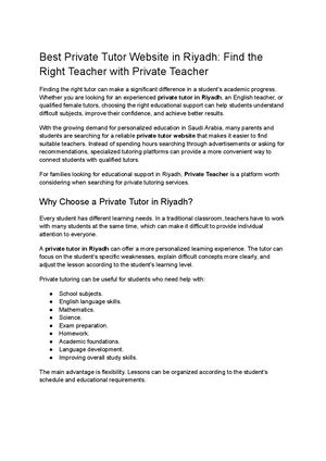 Best Private Tutor Website In Riyadh Find The Right Teacher With Private Teacher