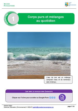 Chapitre 1 Corps Purs & Mélanges 2026 27 éLève Complété