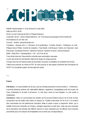 Acip No 2143 Du 31 Aout 2026