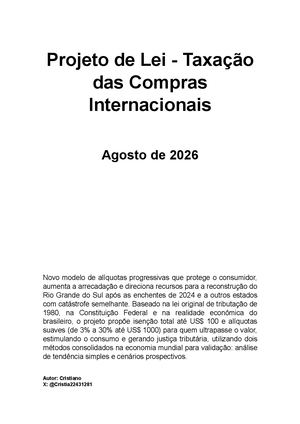 Projeto de Lei - Taxação das Compras Internacionais