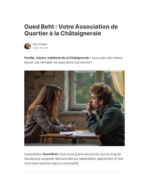 Wnews Oued Beht Votre Association De Quartier à La Châtaigneraie (1)