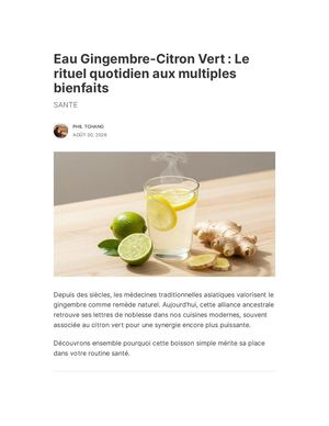 Wnews Eau Gingembre Citron Vert Le Rituel Quotidien Aux Multiples Bienfaits