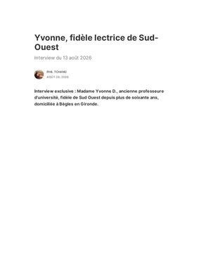 Wnews Yvonne, Fidèle Lectrice De Sud Ouest
