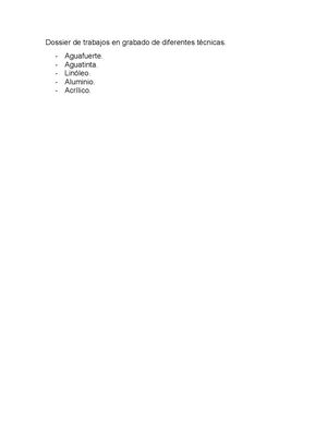 Dossier De Trabajos En Grabado De Diferentes Técnicas