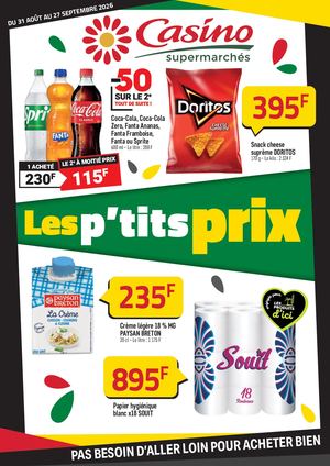 LES P'TITS PRIX CHEZ CASINO DU 31 AOÛT AU 27 SEPTEMBRE 2026