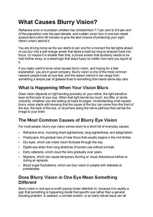 What Causes Blurry Vision