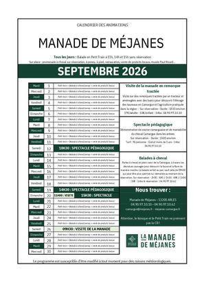 2026 09 Calendrier Manade De Méjanes