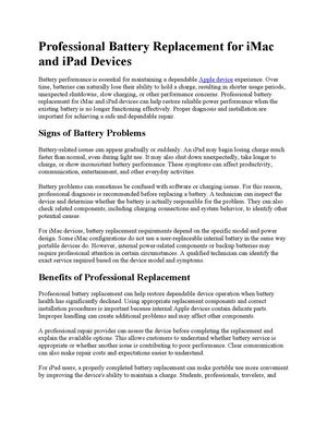 Professional Battery Replacement For I Mac And I Pad Devices