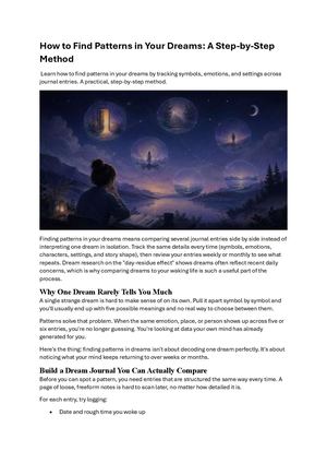 How To Find Patterns In Your Dreams